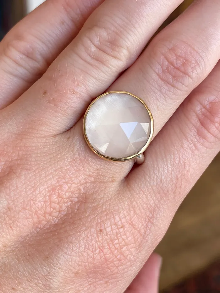 Emily Amey Jewelry Rose Quartz Cocktail Ring in 14k yellow gold and sterling silver Rings
