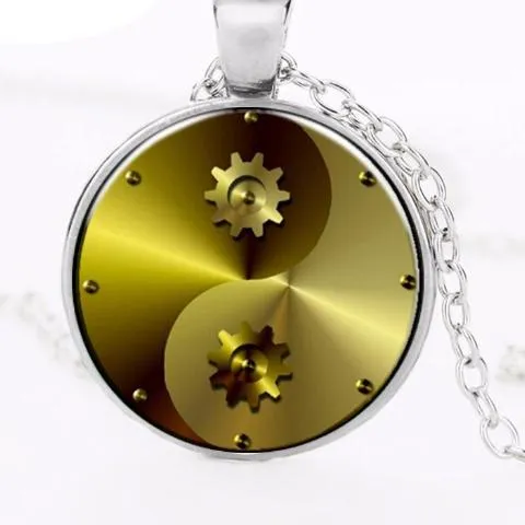 Mens Vintage Yin Yang Steampunk Retro Necklace sparklingselections Necklaces