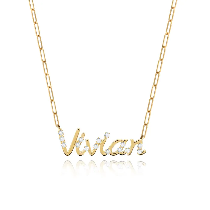 Necklaces Alev Collection Scattered Diamonds Name Necklace