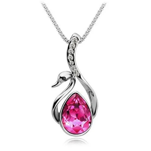 Necklaces Silver Color Swan Cubic Zircon Pendant Necklace sparklingselections