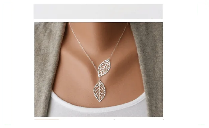 Necklaces Sparkling Selections New Sliver Two Leaf Pendants Necklace Chain multi layer statement necklaces Woman Necklaces Sparkling Selections New Sliver Two Leaf Pendants Necklace Chain multi layer statement necklaces Woman