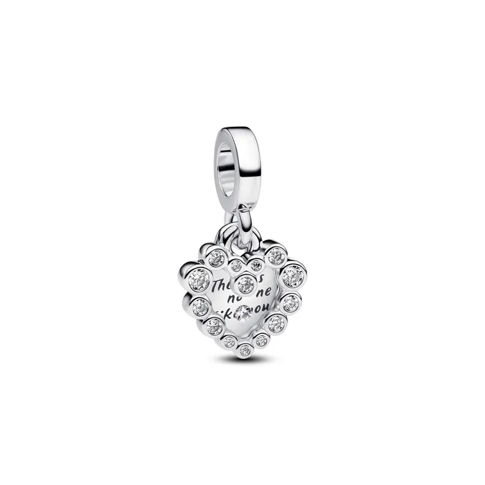 Pandora Sparkling Heart Double Dangle Charm Pandora Charm Necklaces
