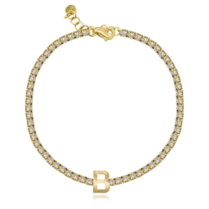 Personalized Gold Initials Diamond Tennis Bracelet Alev collection Bracelets