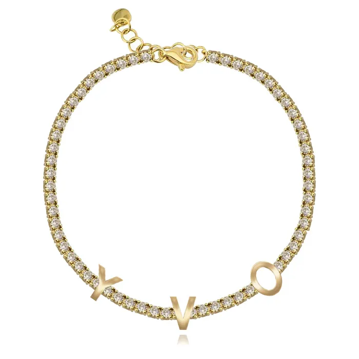Personalized Gold Initials Diamond Tennis Bracelet Alev collection Bracelets