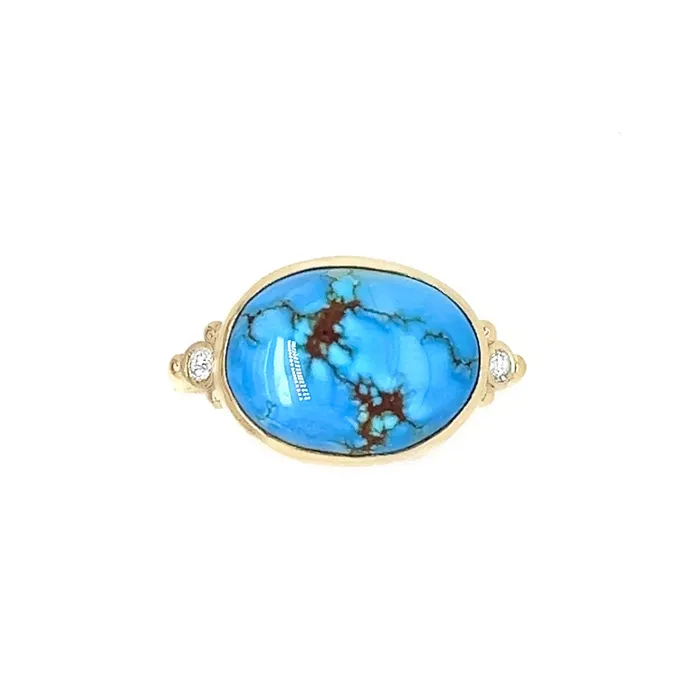 Rings Emily Amey Jewelry Lavender Golden Hill Turquoise Ring with Diamonds in 14k gold