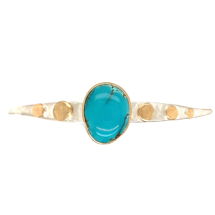 Rings Emily Amey Jewelry Turquoise wishbone Cuff in 14k gold and sterling silver