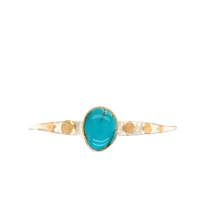 Rings Emily Amey Jewelry Turquoise wishbone Cuff in 14k gold and sterling silver
