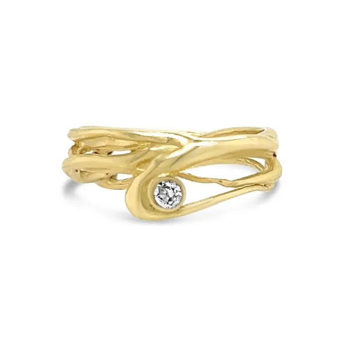 Rings Emily Amey Jewelry Wide Seagrass Band With 1 Diamond Ring in 14k gold