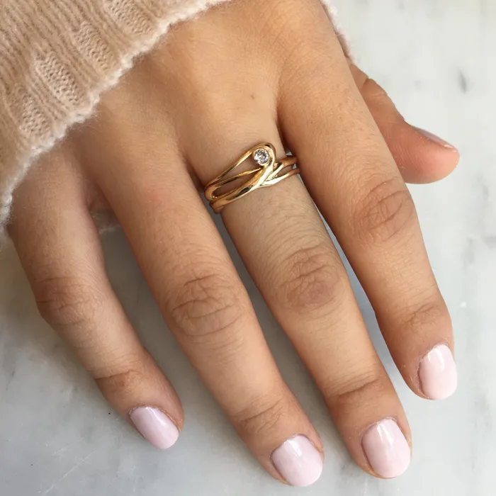 Rings Emily Amey Jewelry Wide Seagrass Band With 1 Diamond Ring in 14k gold