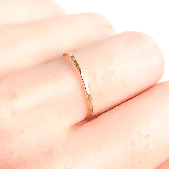 Rings Hoops By Hand Gold Filled Hammered Stacking Ring