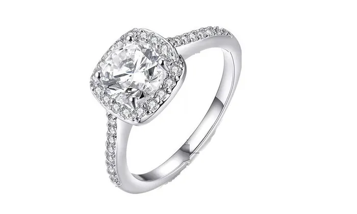 Rings Silver Color White Zircon Inlayed Crystal Ring sparklingselections