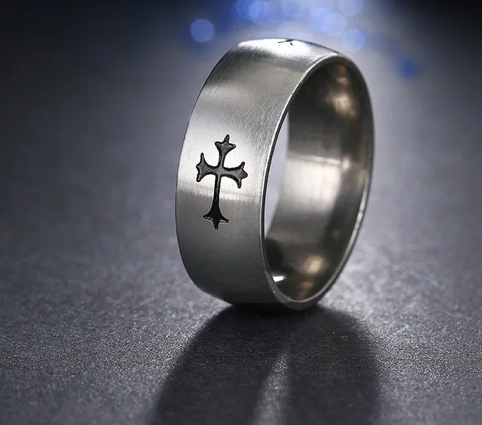 Rings sparklingselections Silver and Black Zinc Plated Cross Symbol Stainless Steel Ring Rings sparklingselections Silver and Black Zinc Plated Cross Symbol Stainless Steel Ring