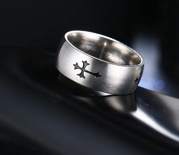 Rings sparklingselections Silver and Black Zinc Plated Cross Symbol Stainless Steel Ring Rings sparklingselections Silver and Black Zinc Plated Cross Symbol Stainless Steel Ring