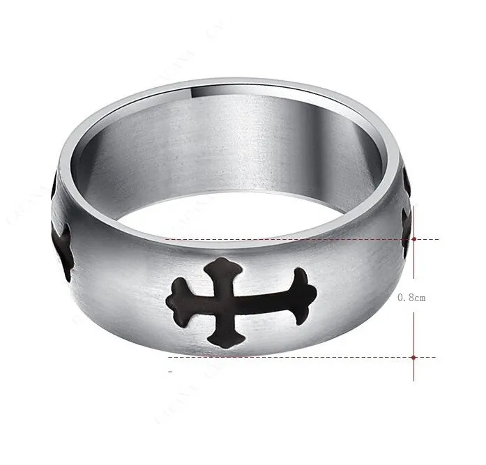 Rings sparklingselections Silver and Black Zinc Plated Cross Symbol Stainless Steel Ring Rings sparklingselections Silver and Black Zinc Plated Cross Symbol Stainless Steel Ring