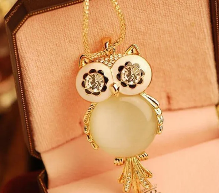 sparklingselections Austrian Crystals Owl Pendant Long Necklace Necklaces