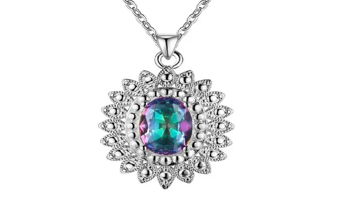 sparklingselections Fashion Silver Plated Crystal CZ Stone Necklace For Women Necklaces sparklingselections Fashion Silver Plated Crystal CZ Stone Necklace For Women Necklaces