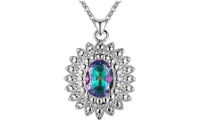 sparklingselections Necklaces Fashion Silver Plated Crystal CZ Stone Necklace For Women sparklingselections Necklaces Fashion Silver Plated Crystal CZ Stone Necklace For Women