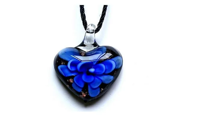 sparklingselections Necklaces Heart Lampwork Murano Glass Pendant Necklace