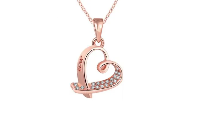 sparklingselections Necklaces Love Rose Gold Rhinestone Choker Pendant Necklace sparklingselections Necklaces Love Rose Gold Rhinestone Choker Pendant Necklace