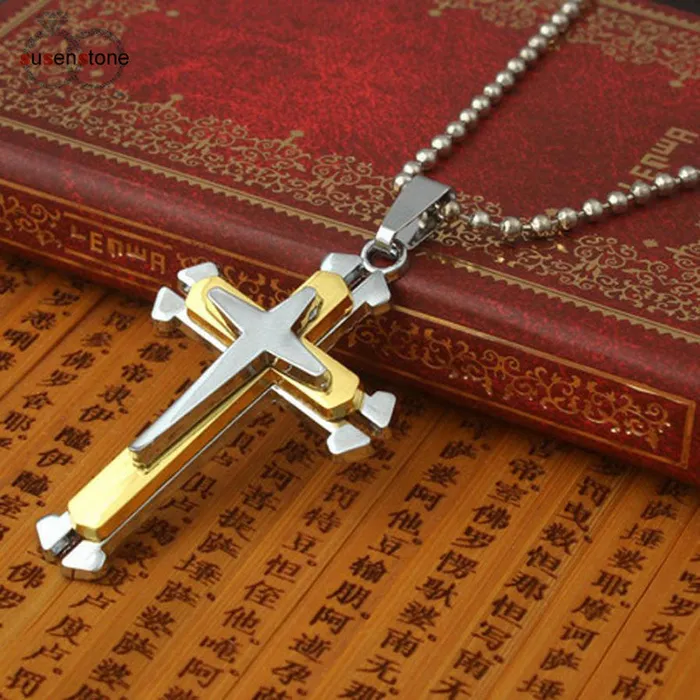 sparklingselections Necklaces Stainless Steel Cross Unisex Pendant Necklace sparklingselections Necklaces Stainless Steel Cross Unisex Pendant Necklace