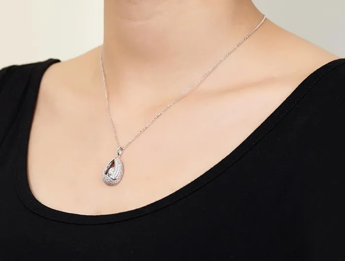 sparklingselections Necklaces Women Mosaic Natural Topaz Stone Silver Pendant Necklace sparklingselections Necklaces Women Mosaic Natural Topaz Stone Silver Pendant Necklace