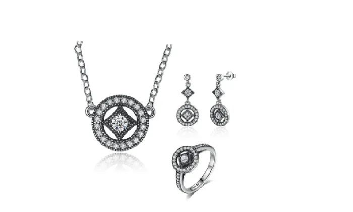 sparklingselections Rings Party Wear Sterling Silver Jewellery Sets For Women