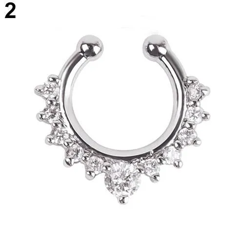 sparklingselections Rings Rhinestone Fake Septum Clicker Nose Ring sparklingselections Rings Rhinestone Fake Septum Clicker Nose Ring