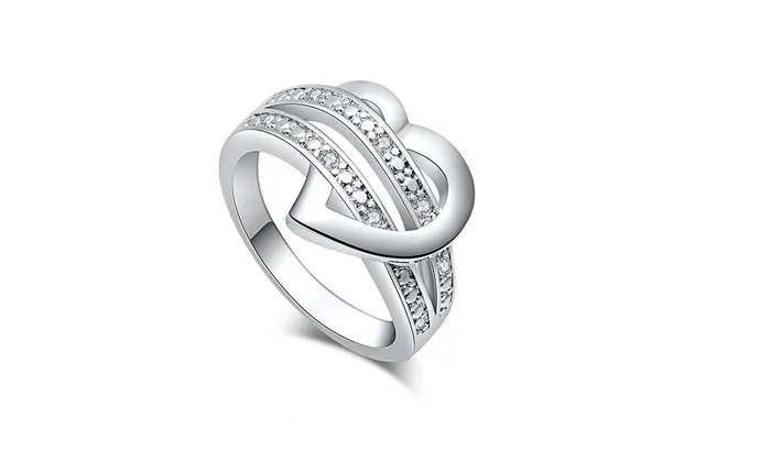 sparklingselections SilverColor Heart Love Ring For Women Rings