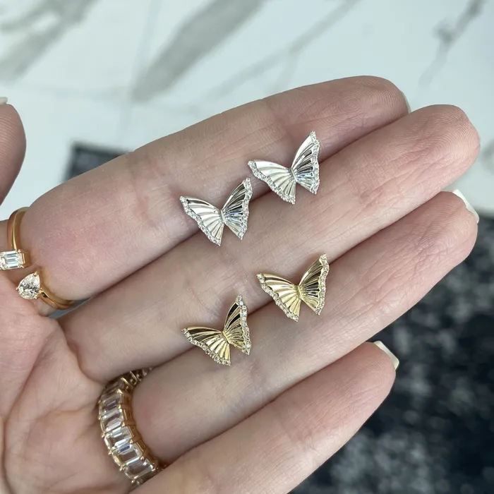 Striped Butterfly Pave Earrings Alev Collection Earrings