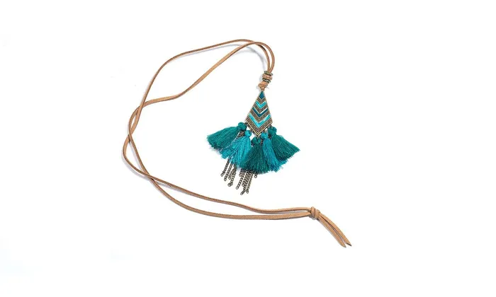 Tassel Fringe Pendant Necklace For Women Sparkling Selections Necklaces