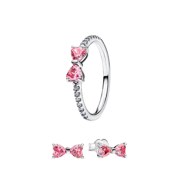 Twist Bow Ring Set With Cubic Zirconia Accents Ashley Jewels Rings